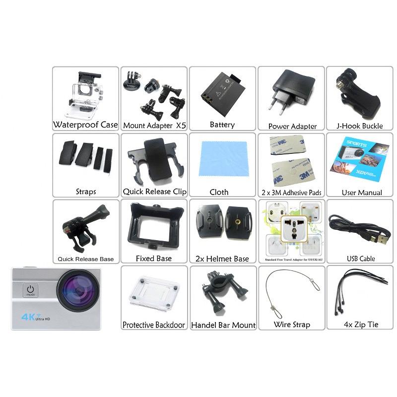 Action Camera, Camera Video Sport 4K, 16MP Wi-Fi