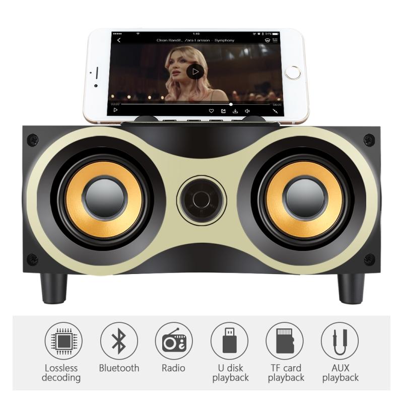 Boxa audio bluetooth cu incinta din lemn