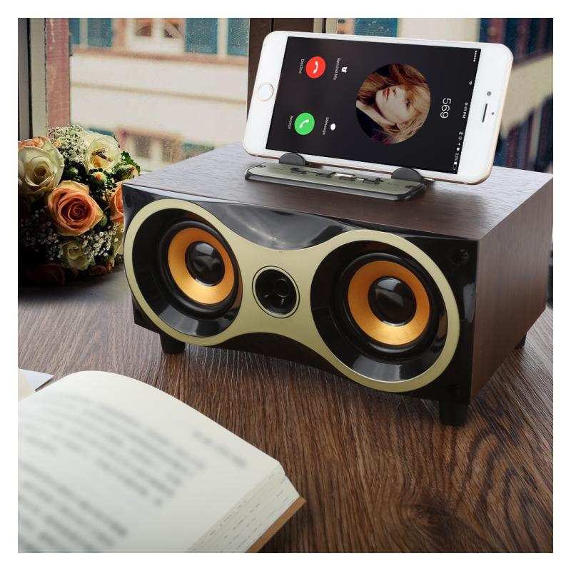 Boxa audio bluetooth cu incinta din lemn