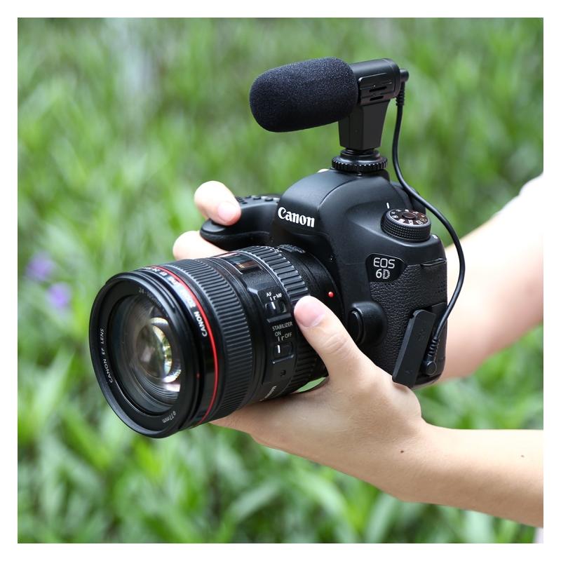 Microfon stereo pentru smartphone, vlogging