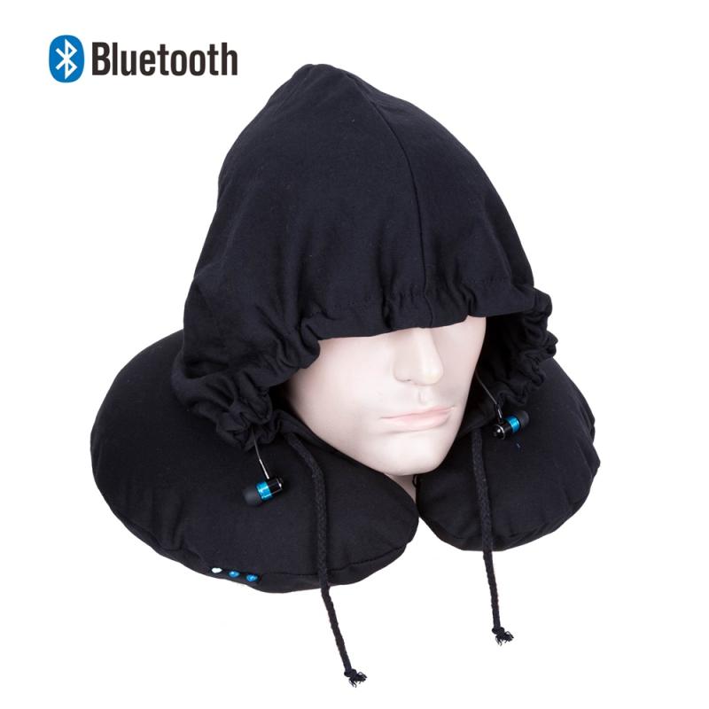 Perna pentru calatorii cu gluga si casti Bluetooth