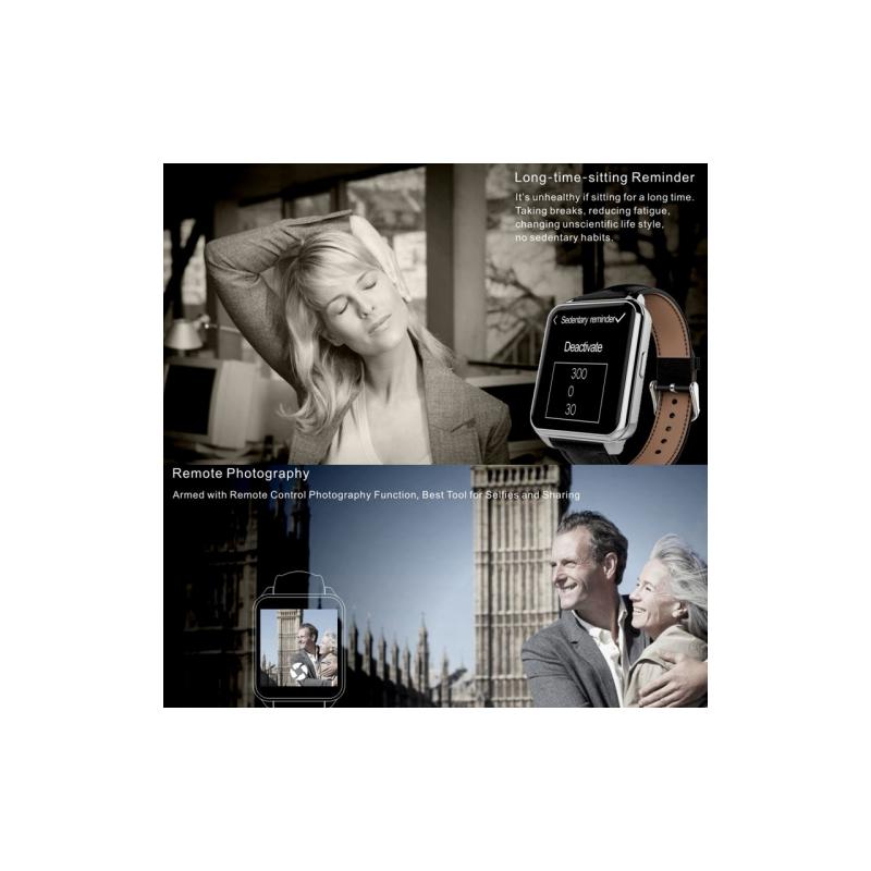 Smartwatch IPS 360 grade, curea piele, ultima generatie, waterproof