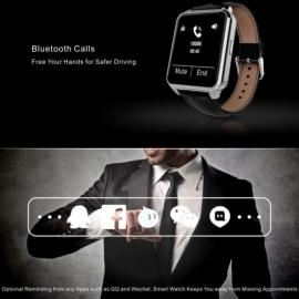 Smartwatch IPS 360 grade, curea piele, ultima generatie, waterproof