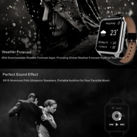 Smartwatch IPS 360 grade, curea piele, ultima generatie, waterproof